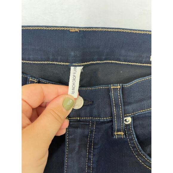 Rag & Bone 10 In Crop Flare DUNE Dark Wash Raw Hem Clean Girl sz 28 Made in USA - Picture 4 of 12